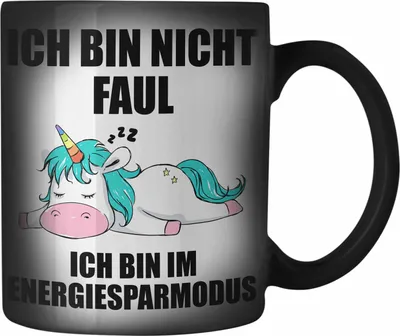 Produktbild von Trendation - Faule Kollegin Geschenk Arbeitskollege Lustige Farbwechsel Zauber-Tasse mit Sprüchen (Schwarz)