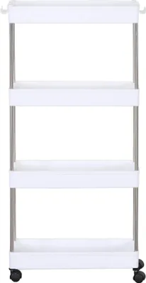 Produktbild von Rebecca Mobili Küchenwagen mit Rollen 85x40x13 cm aus weißem Kunststoff