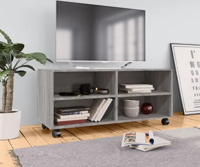 Immagine prodotto di Maison Exclusive - Mobile TV con rotelle Grigio Sonoma 90x35x35 cm Materiale ligneo