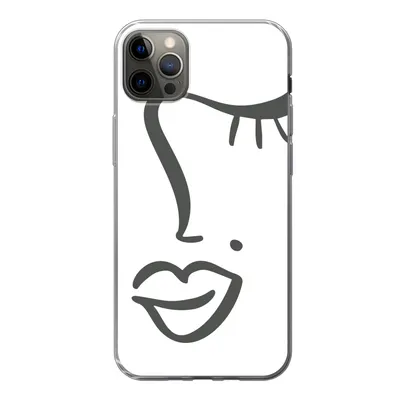 Produktbild von MuchoWow® Handyhülle Schutzhülle Hülle für iPhone 12 Pro Max Frau - Schwarz - Weiß - Abstrakt Silikon Softcase Handy Hülle - Hartschale