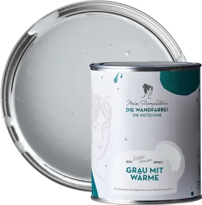 Produktbild von MissPompadour abwaschbare Wandfarbe Grau mit Wärme 1L - hohe Deckkraft - matte, scheuerbeständige Innenfarbe - geruchsarm, wasserbasiert, ergiebig - Die Nützliche