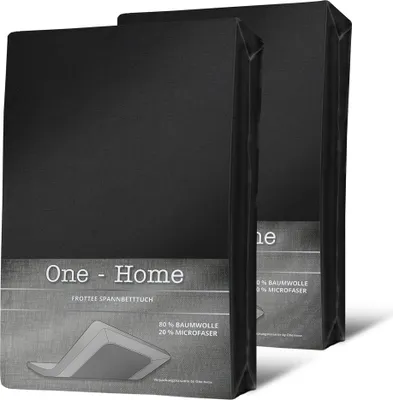 Produktbild von 2er Pack Spannbettlaken FROTTEE 180x200 cm - 200x200 cm schwarz Spannbetttuch