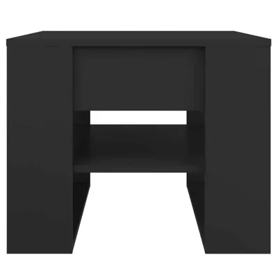 A black coffee table is shown against a white background.