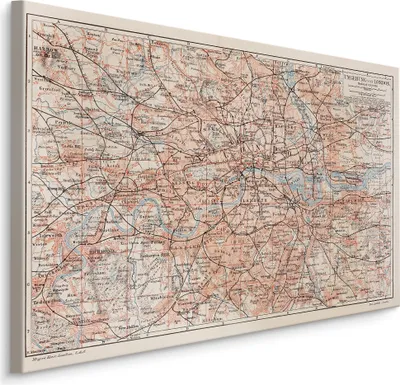 Produktbild von Fabelhafte Canvas LEINWAND BILDER 70x50 cm XXL Kunstdruck Karte London Stadt Retro