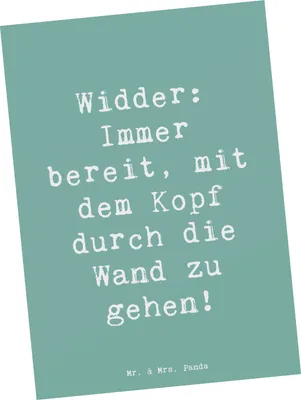 Produktbild von Mr. & Mrs. Panda Postkarte Spruch Widder Power - Meeresbrise - Geschenk, Tatendrang, Postkarten, einzelkarte, Tierkreiszeichen, Ansichtskarte, Entschlossenheit, Grußkarte