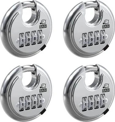 Produktbild von BASI - Rundbügel-Vorhangschloss - SET - 4x RVS 610Z - 70 mm - Zahlenkombination - 4x6100-7050