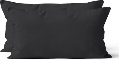 Produktbild von 2 er Set Mikrofaser UNI Kissenhüllen Kissenbezüge Kopfkissenbezug 40x80 cm, Schwarz