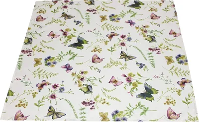 Produktbild von Tischdecke Sommerwiese 80 x 80 cm aus 100% Polyester mit Blumen- und Schmetterlingsmotiv
