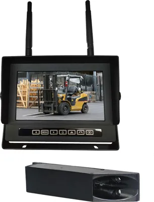 Image de Kit chariot élévateur sans fil, AHD 1080P, caméra de recul magnétique auto-alimentée + moniteur 7 pouces, IP68, 12 V/24 V