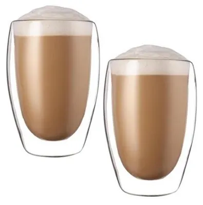 Productafbeelding van Latte Macchiato glazen, dubbelwandig, set van 2, 450 ml, borosilicaatglas, isolerend, vaatwasmachinebestendig