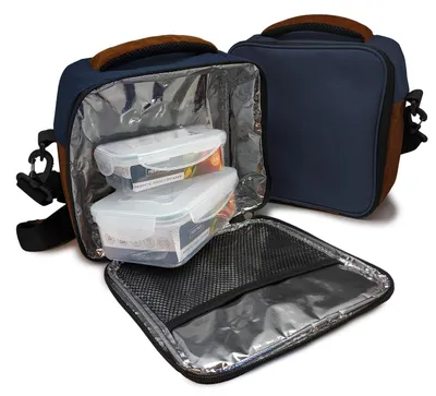 Isolierte Lunchbox 1,5 l mit 2 luftdichten Behältern, marineblau