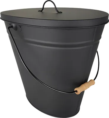 Produktbild von Ascheeimer oval, mit Deckel matt/schwarz, BxTxH = 38x26x35 cm