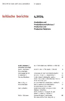 Produktbild von Kritische Berichte : Zeitschrift für Kunst- und Kulturwissenschaften / Jahrgang                52, Heft 4.2024
