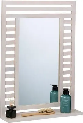 Zdjęcie produktu dla Lustro łazienkowe z półką w białym kolorze vintage