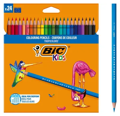 Image de Crayons de couleur BIC KIDS Tropicolors 2, étui carton de 24 pièces