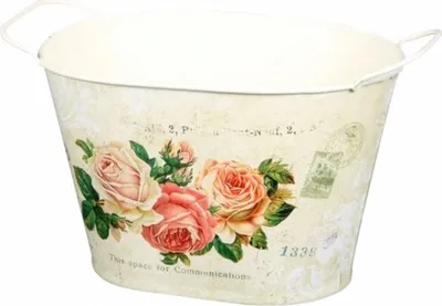 Immagine prodotto di Cassapanca di fiori con manici ovale in metallo 18x13x12cm