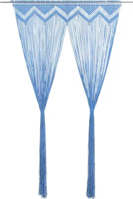 Image de Rideau en macramé Bleu 140x240 cm Coton