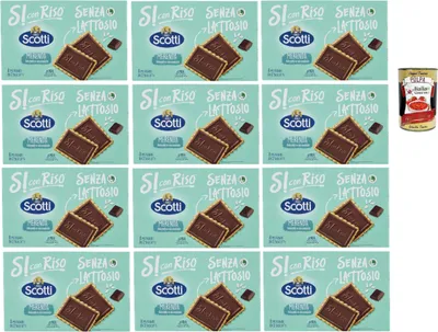 Produktbild von Si con Riso - Biscotto Cioco - Schoko Kekse, Laktose -freie und palmenfreie Kekse, Lactose -free biscuits 12x 200 g + Italian Gourmet polpa 400g