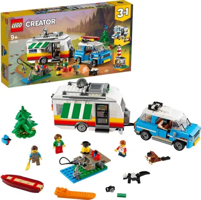 Produktbild von LEGO 31108 Creator 3-in-1 Campingurlaub Spielset mit Auto, Wohnmobil, Campingbus, Leuchtturm, Sommer-Bauspielzeug