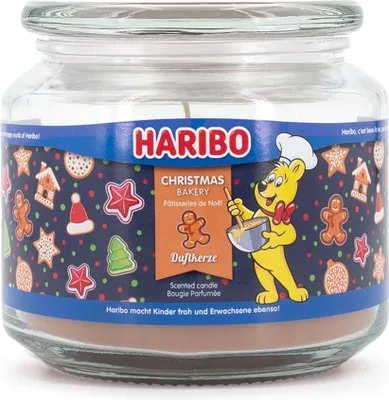 Image de Bougie parfumée Haribo™ Christmas Bakery, bougie parfumée en pot, 300 g, durée de combustion de 50 heures