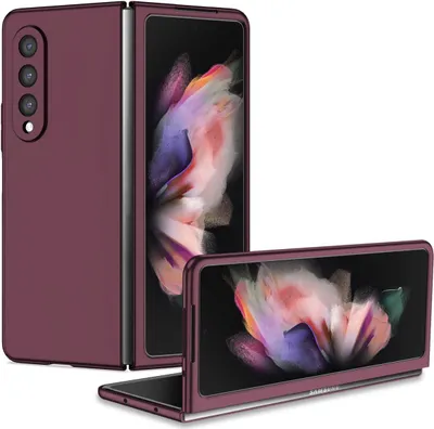Zdjęcie produktu dla Pokrowiec König Design kompatybilny z Samsung Galaxy Z Fold4 5G - plastikowe, miękkie etui na telefon komórkowy w kolorze czerwonego wina