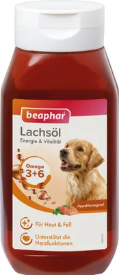 Produktbild von Beaphar Lachsöl für Hunde 430 ml mit Omega-3 & -6 für glänzendes Fell und gesunde Haut