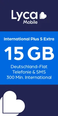 Produktbild von Lyca mobile International Plus S Extra 4G/5G Prepaid Simkarte EU Roaming