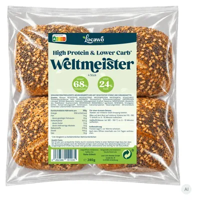 Produktbild von Locawo High Protein Low Carb Weltmeister Brötchen 280g
