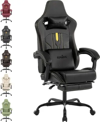 Immagine prodotto di SUKIDA Sedia da gioco ergonomica con poggiapiedi e supporto lombare Nero