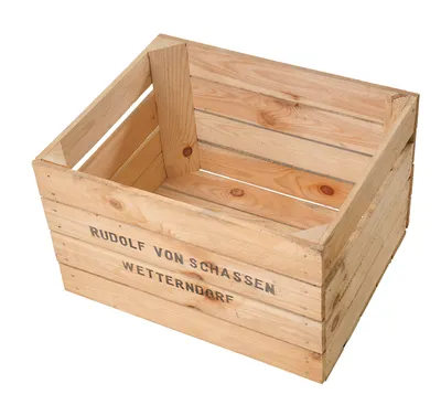 Produktbild von 4x HOLZKISTEN - ALT / 50x40x30 cm / alte Obstkiste mit Aufdruck: 'Rudolf von Schassen' / Deko, Regal