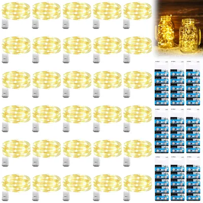 Zdjęcie produktu dla Świąteczna girlanda LED zasilana bateriami - zestaw 30 sztuk - długość 2 metry - 20 diod LED - miniaturowa girlanda zasilana bateriami - idealna na Boże Narodzenie