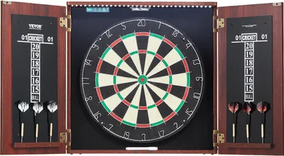 Produktbild von Dartschrank Set Offizielle Größe Dartscheibe MDF Darts 45x3,8cm LED