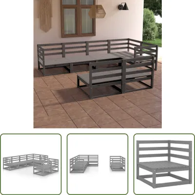 Produktbild von The Living Store 7-tlg. Garten-Lounge-Set Grau Massivholz Kiefer