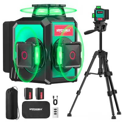 Productafbeelding van HYCHIKA kruislijnlaser met statief, 3x360° groene, zelfnivellerende laser