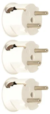 Produktbild von Schutzkontaktstecker - abgewinkelt - 16A 230V - Weiß - Kunststoff - 3 Stück