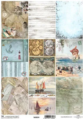 Zdjęcie produktu dla Zestaw tagów do scrapbookingu - TAG-224 motywy marynistyczne