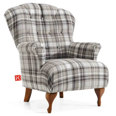 Produktbild von KONSIMO TOMIS Vintage Einzelsessel, hergestellt in der EU, Beine aus Massivholz, hohe Rückenlehne, tiefer und bequemer Sitz