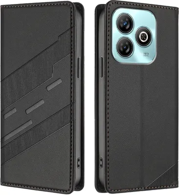 Produktbild von Hülle für ZTE Blade A75 4G, Kunstleder Brieftaschen Handyhülle mit Kartenfach und Standfunktion Schwarz