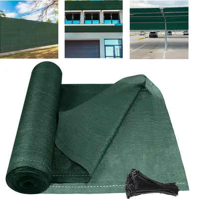 Produktbild von XMTECH 1,5x10m HDPE Zaunblende Tennisblende Sichtschutz Zaun Windschutz Netz Sonnenschutz Schattiernetz mit Kabelbinder, Dunkelgrün