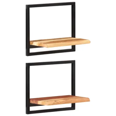 Produktbild von The Living Store Wandregale 2 Stk. 40x24x35 cm Massivholz Akazie und Stahl