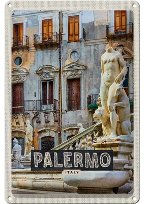 Produktbild von Blechschild Reise 20x30cm Palermo Italien Skulptur Altstadt