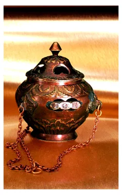 Produktbild von Christliches Weihrauchfass aus Kupfer - Schwenkbar, Höhe 13 cm