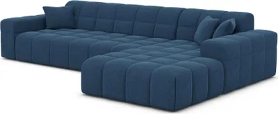 Produktbild von Strukturstoff L-Form Sofa Nivara Dunkelblau Rechts