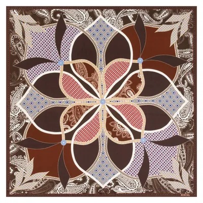 Imagen del producto de ROECKL bufanda Flower Mandala 64x64 Multi Coffee marrón