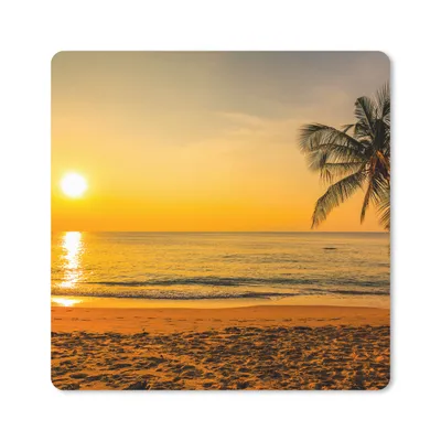 Produktbild von MuchoWow® Mauspad Mousepad Palme - Strand - Sonnenuntergang - Meer 30x30 cm - Mousepads - Maus Mat - Pad - Mausunterlage - Gaming