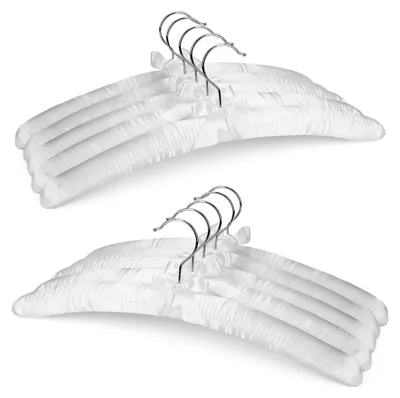 Produktbild von Gepolsterte Satin-Kleiderbügel, 43,2 cm, schulterfreundlich, für Damenbekleidung und Brautkleider, 10 Stück (weiß)