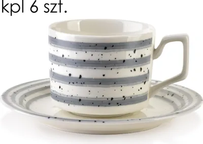 Obrázek produktu pro Sada šálků s podšálky z porcelánu Affekdesign JOY 210 ml (šálek 8 x 7 x 6,5 cm / podšálek 15,2 cm) šedá, 6 kusů