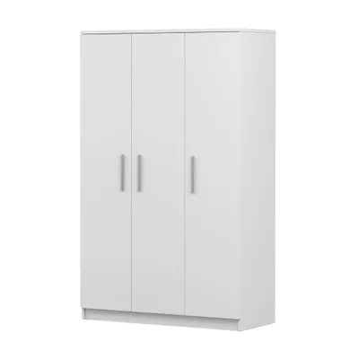Produktbild von Drehtürenschrank Kleiderschrank  OMEGA 19, 120cm, Weiß/Weiß, Alufarbene Griffe