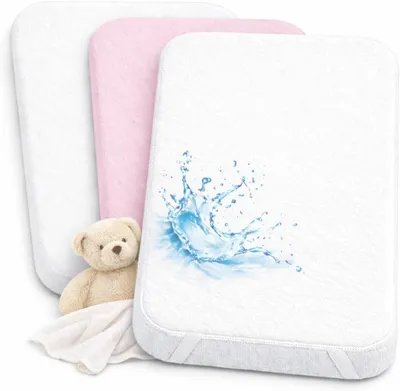Produktbild von Spannbettlaken 50 x 83 cm, 2er Set, Baumwolle, wasserdichte Matratzenauflage 2er Set, Kinderbett