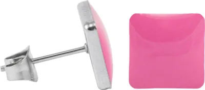 Produktbild von Chirurgenstahl Ohrstecker Emaille Quadrat Farbe - Pink Größe - 9 mm